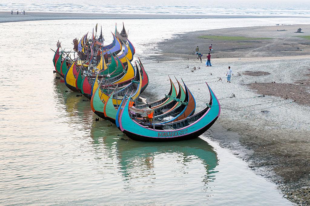 Moon boats on the beach